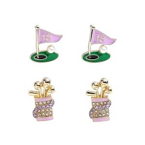 New! Masters Hole In One Golf Post Earrings Set 18k Gold Plated
